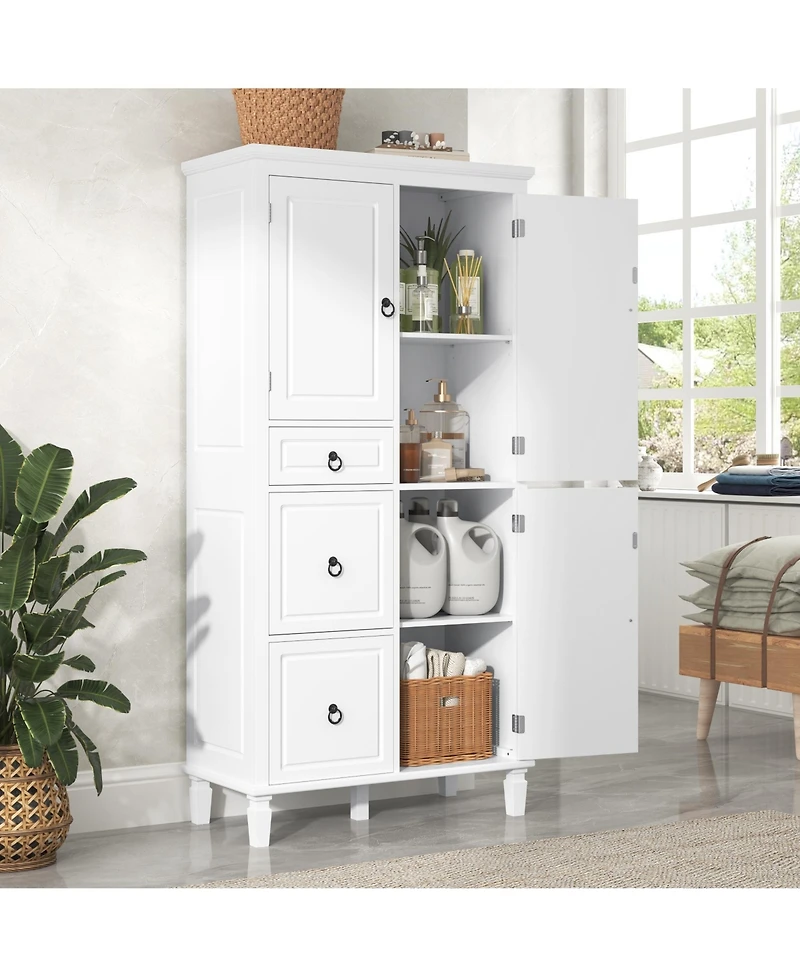 Casainc Retro Multi-Functional Storage Cabinet with Adjustable Shelves, 3 Drawers, 3 Enclosed Compartments