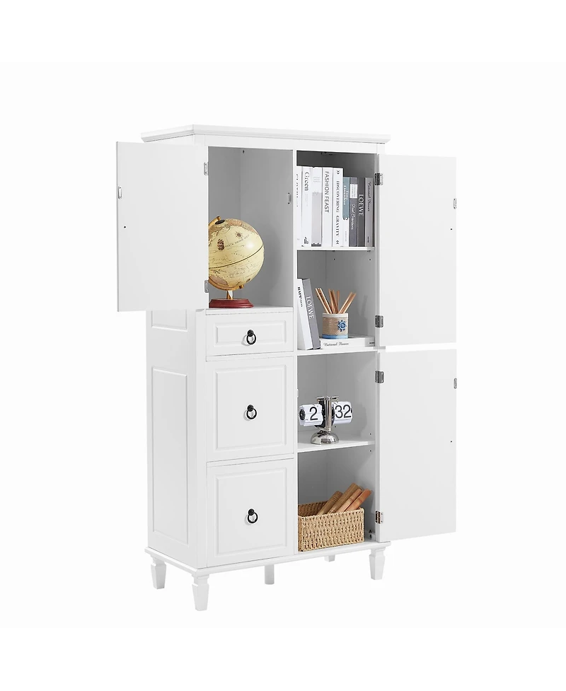 Casainc Retro Multi-Functional Storage Cabinet with Adjustable Shelves, 3 Drawers, 3 Enclosed Compartments