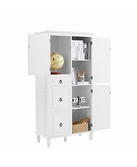 Casainc Retro Multi-Functional Storage Cabinet with Adjustable Shelves, 3 Drawers, 3 Enclosed Compartments