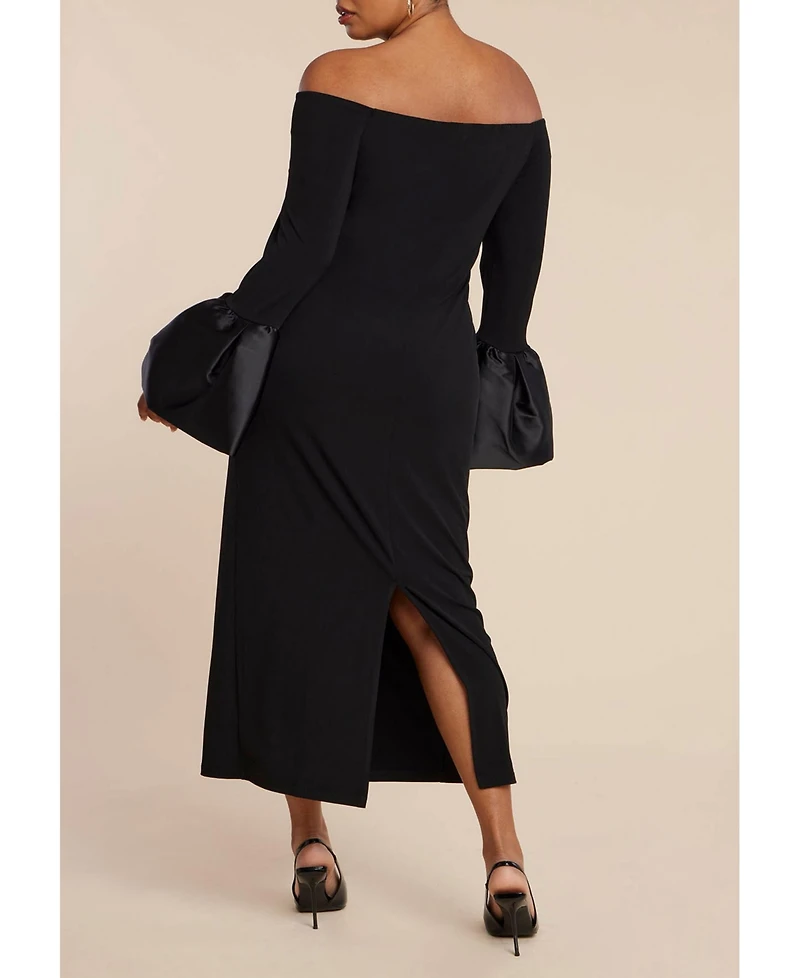 Eloquii Women's Off Shoulder Cuff Detail Maxi Dress