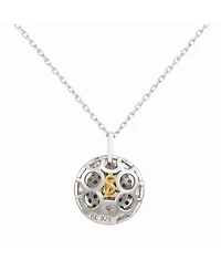 Suzy Levian New York Sterling Silver Sapphire Pave Circle Disk Pendant Necklace with Rope Halo Accent