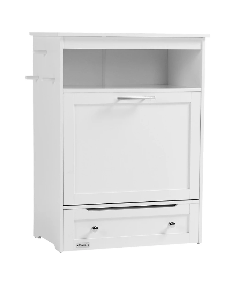 Aostirmotor Pet Feeder Cabinet with Raised Bowls and Storage White