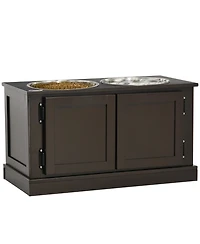 Aostirmotor Elevated Dog Bowls with Storage for Large Dogs Coffee