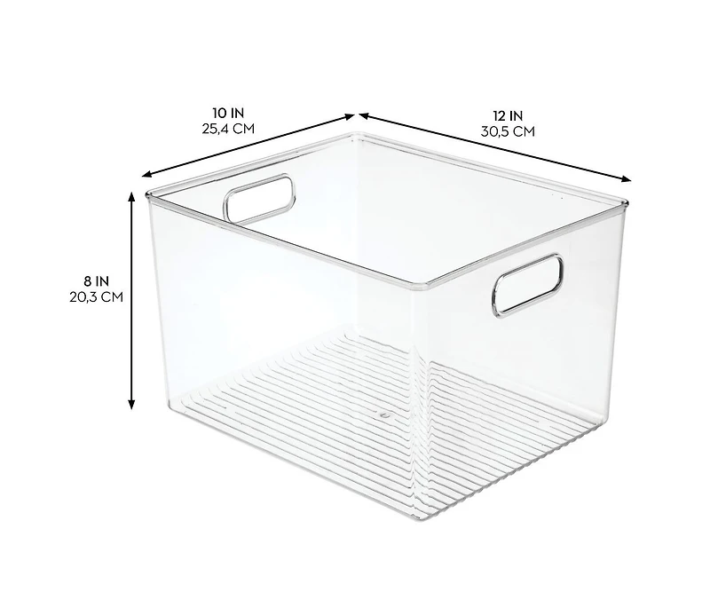 mDesign Plastic Storage Bin with Handles - Set of 8 - Clear - Made in Usa