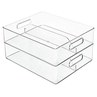 mDesign Divided Storage Bin for Fridge or Pantry, Set of 6, Clear, Made in Usa