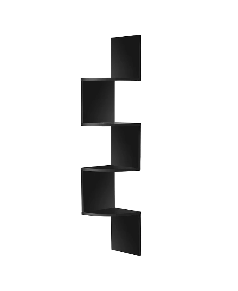 Sorbus 5-Tier Zig Zag Floating Corner Wall Bookshelf Unit - (40" Tall) for Living Room, Bedroom, Office, & More Space-Saving Storage Solution