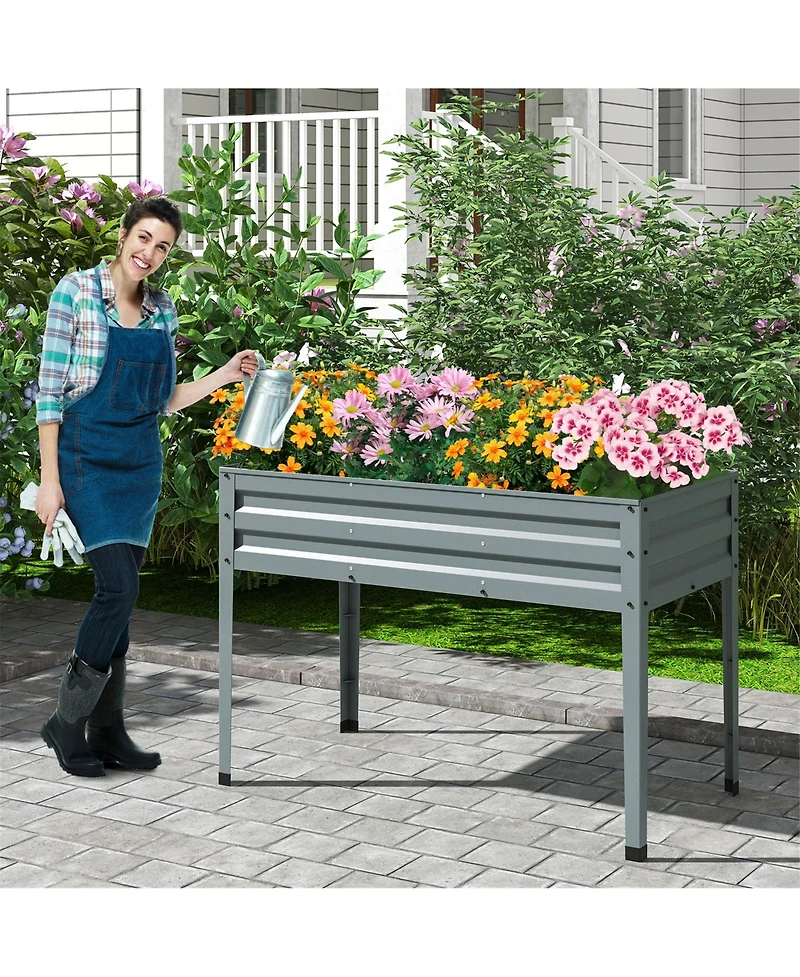 Gymax 46'' x 24'' x 32'' Galvanized Raised Garden Bed w/ Legs Drainage Holes for Flowers