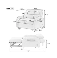 Maison Boucle Modern Linen Pull-Out Sleeper Sofa Bed with Usb Charger and Side Table for Living Room-Maison Boucle