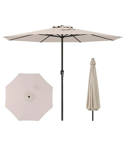 Costway 12 Ft Patio Umbrella Outdoor Market with Crank Handle 8 Sturdy Ribs