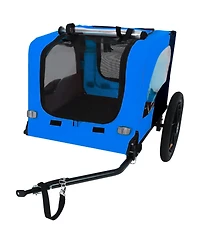 Aostirmotor Pet Bike Trailer,Suitable for Small & Medium Pets Easy Folding Cart Frame Quick Release Wheel Blue