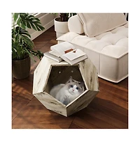 Aostirmotor 25.98 in W. Antique Brown Modern Pet Furniture Cat Carrier Sofa Side Table