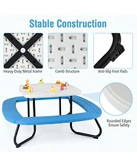 Kids Picnic Table Outdoor Activity Table with Adjustable & Collapsible Umbrella