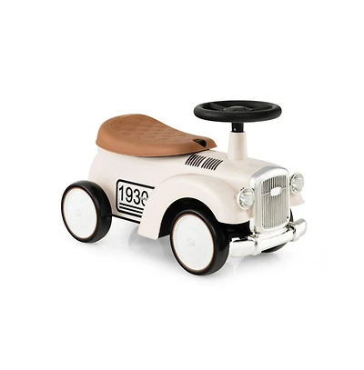Akiudex Foot-to-Floor Retro Ride-On Toy Car with Storage and Steering Wheel