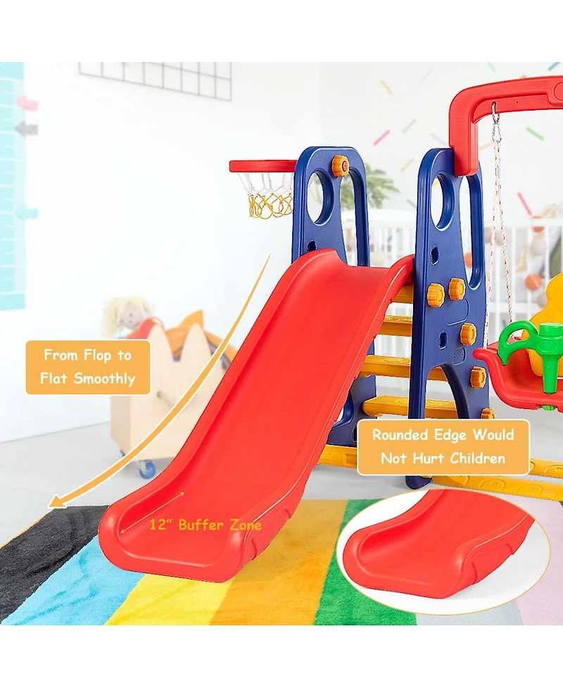 Akiudex 3 in 1 Toddler Slide and Swing Set with Basketball Hoop