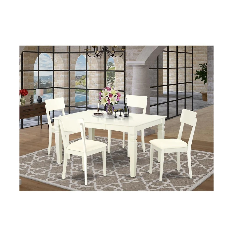 East West Furniture Dining Room Set Linen White