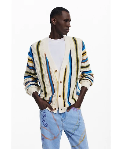 Desigual Men's Striped knit cardigan