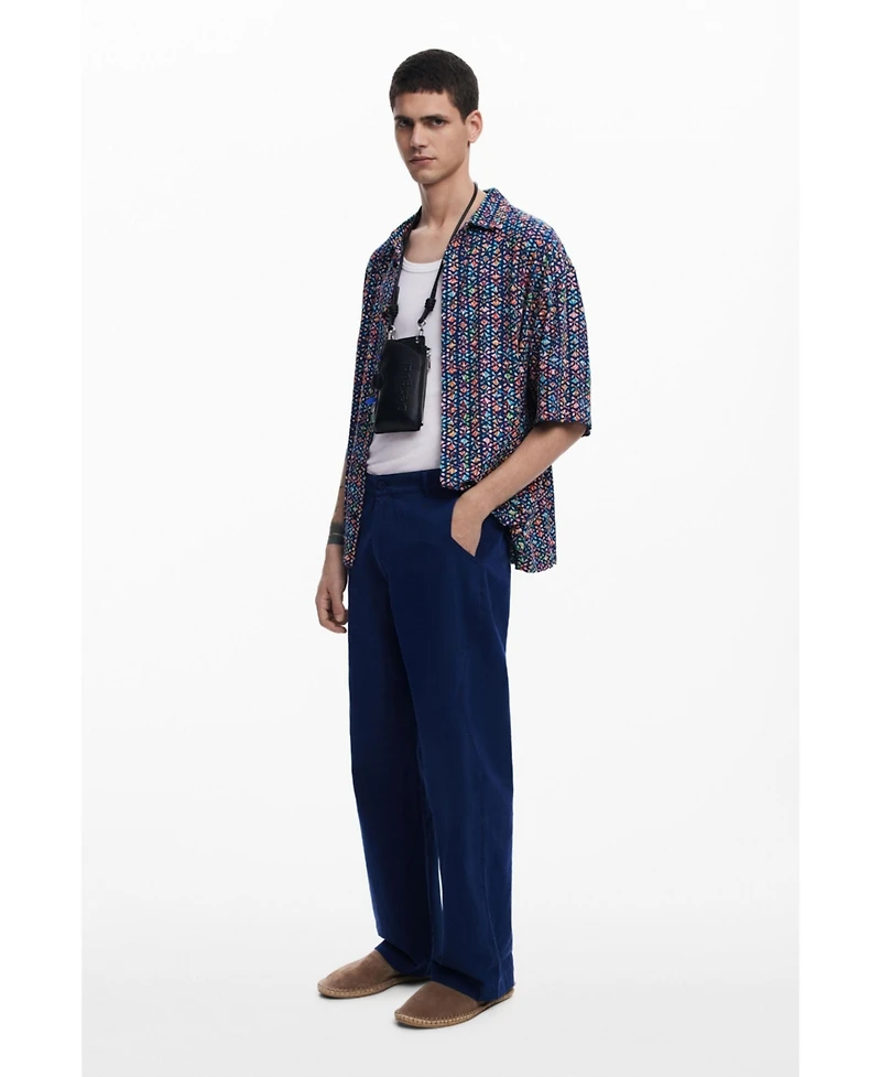 Desigual Men's Short-sleeve shirt with ethnic embroidery