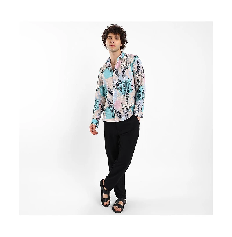 Campus Sutra Men's Sprig-Waffle Shirt