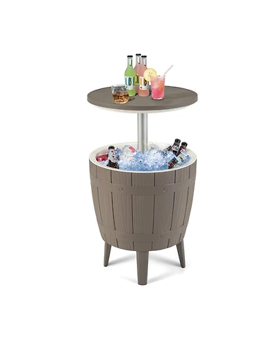 Akiudex 3-in-1 Outdoor Cooler Bar Table with Ice Bucket and Adjustable Top