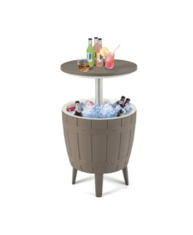 Akiudex 3 In 1 Outdoor Cooler Bar Table With Ice Bucket Adjustable Top