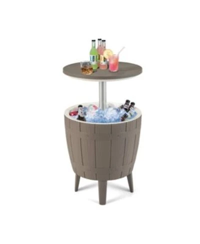 Akiudex 3 In 1 Outdoor Cooler Bar Table With Ice Bucket Adjustable Top