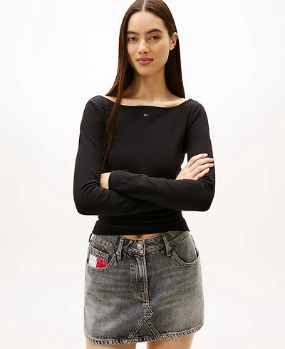 Tommy Jeans Women's Slim Flag Bling Long Sleeve T-Shirt
