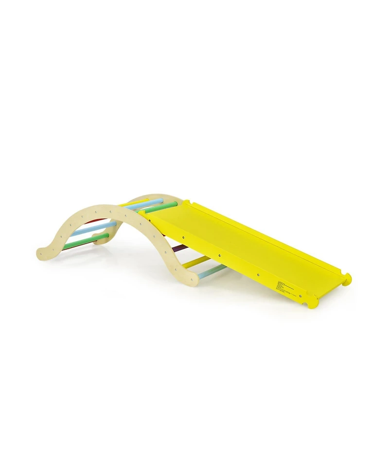 Akiudex 3-in-1 Wooden Climbing Arch Set with Reversible Ramp and Rocker