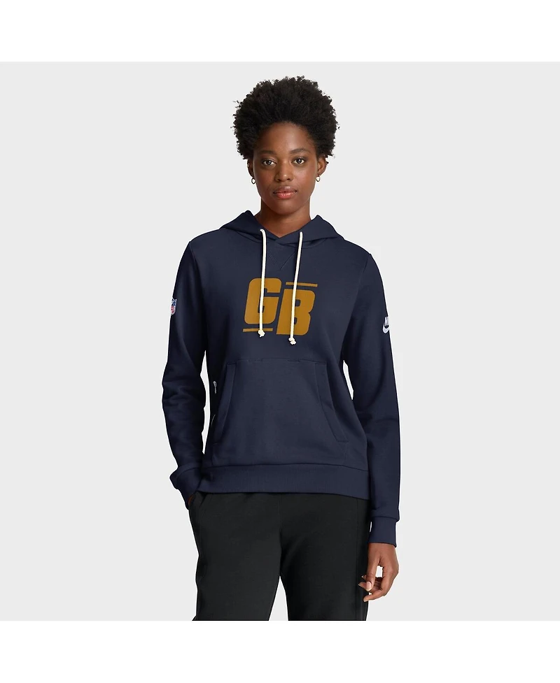 Nike Women's Navy Green Bay Packers The 1923 Classic Sideline Dri-fit Pullover Hoodie