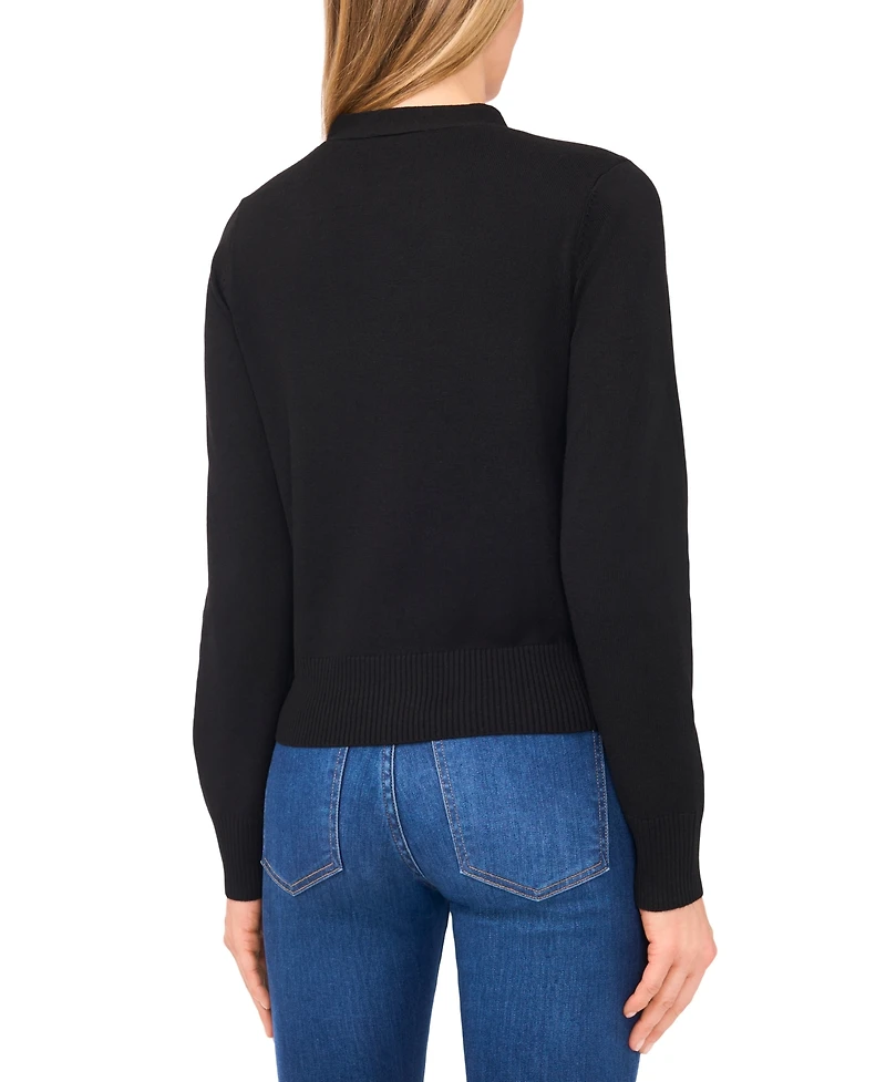CeCe Women's Tie Neck Cardigan Sweater