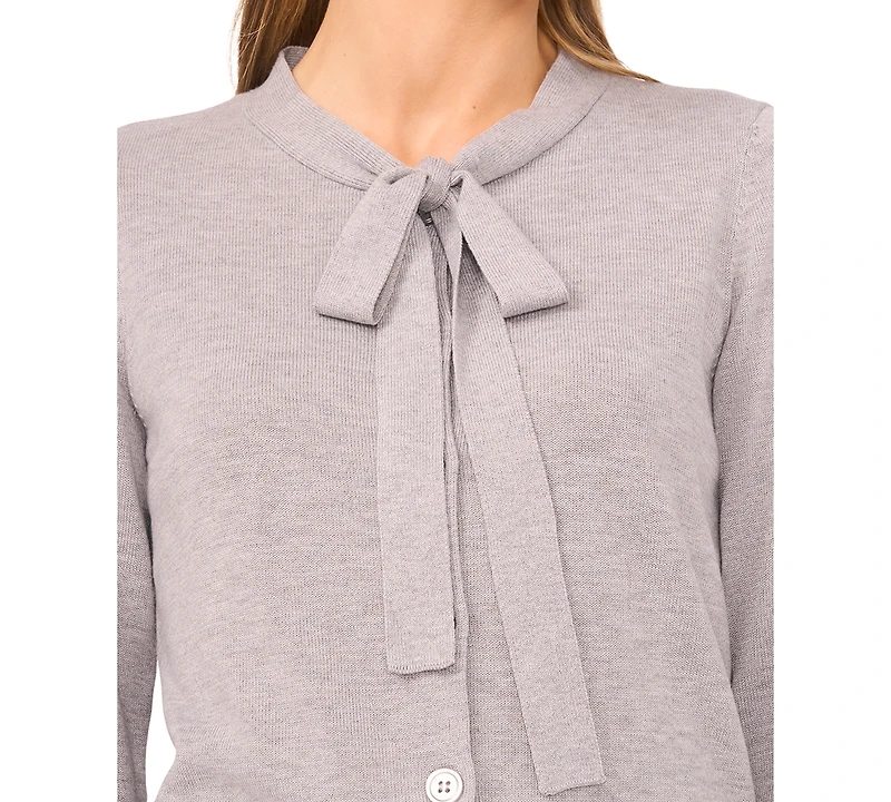 CeCe Women's Tie Neck Cardigan Sweater