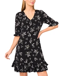 CeCe V-Neck Tiered Ruffles Shift Dress