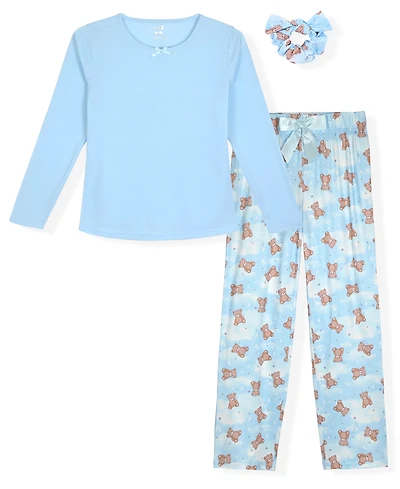 Max & Olivia Little and Big Girls 3-Piece Printed Pajama Set