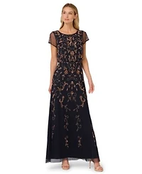 Adrianna Papell Womens Boat Neck Beaded Blouson Gown 0p 20