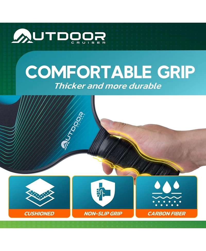 Outdoor Cruiser Pickleball Paddle Set – Usapa Approved, Premium Fiberglass Paddles with Lightweight Shock-Absorbing Grip, Includes 2 Rackets, 4