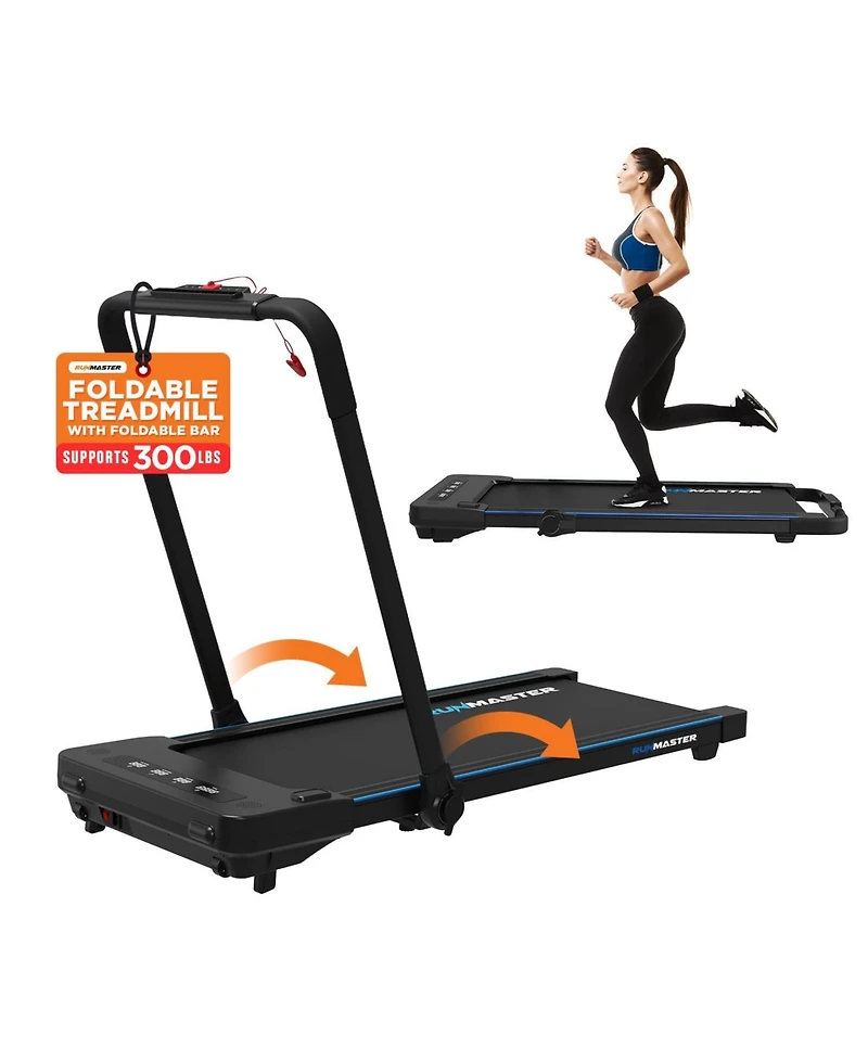 RunMaster 2-in-1 Folding Treadmill – 2.5HP Under-Desk Electric Treadmill with Foldable Handle, Bluetooth, 12 Exercise Programs & Large Belt &#x