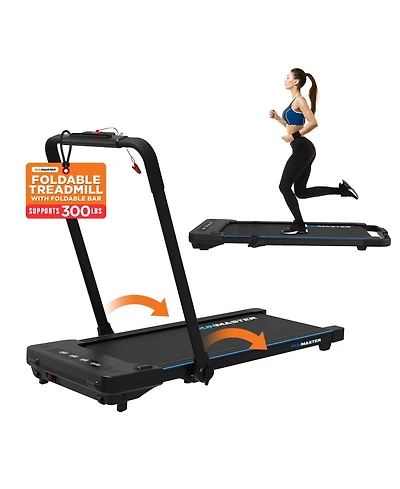 RunMaster 2-in-1 Folding Treadmill – 2.5HP Under-Desk Electric Treadmill with Foldable Handle, Bluetooth, 12 Exercise Programs & Large Belt &#x