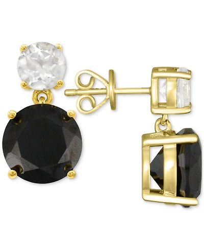 Rose de France 5-5/8 ct. t w. and Amethyst 1-1/3 t.w.Drop Earrings 14K Gold-Plated Sterling Silver