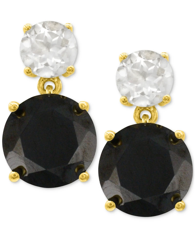 Rose de France 5-5/8 ct. t w. and Amethyst 1-1/3 t.w.Drop Earrings 14K Gold-Plated Sterling Silver