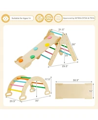 Akiudex Wooden Montessori Climbing Set with Triangle Arch and Ramp