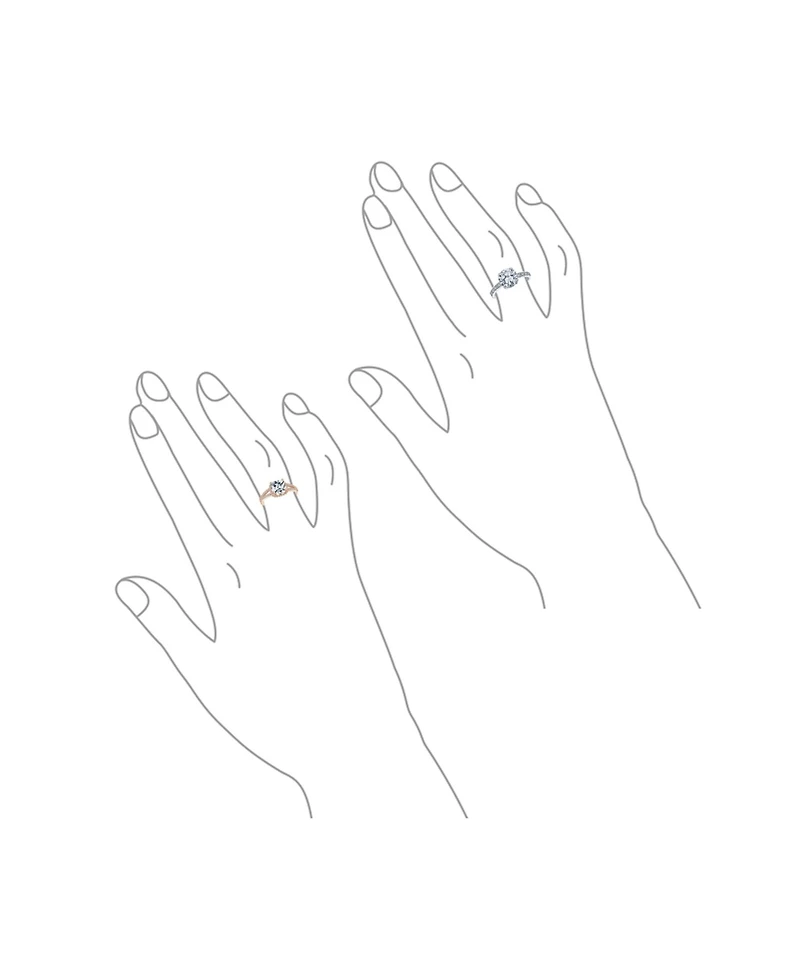 Bling Jewelry 2-Pc. Sterling Silver Cz Promise Rings in Silver or Rose Gold with Cushion-Cut Solitaire & Pave Band