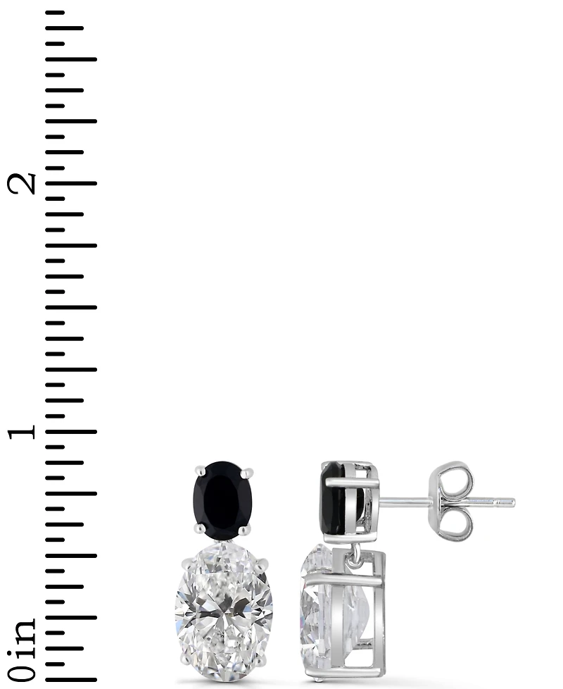 White Quartz 9-1/2 ct. t.w. and Black Onyx 8 x 6 mm Oval Drop Earrings in Sterling Silver
