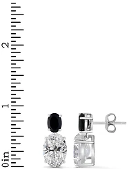 White Quartz 9-1/2 ct. t.w. and Black Onyx 8 x 6 mm Oval Drop Earrings in Sterling Silver