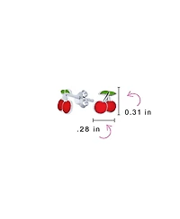 Bling Jewelry Set of 2 Small Summer Fruit Red Strawberry Cherry Stud Earrings Sterling Silver