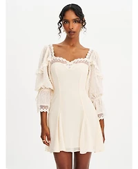 Miss Circle Women Zakira Lace Trim Half Sleeve Mini Dress