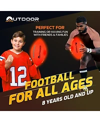 Lifemaster Durable glow-in-the-dark football with waterproof rubber build, tap-activated Led lights lasting up to 30 hours. Includes pump, spare batte