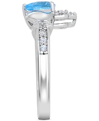 Lab-created Emerald 3/4 ct. t.w. and White Sapphire 1/3 "I Love You" Inscription Heart Promise Ring Sterling Silver