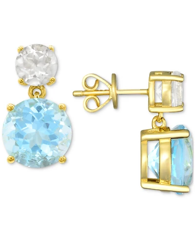 Rose de France 5-5/8 ct. t w. and Amethyst 1-1/3 t.w.Drop Earrings 14K Gold-Plated Sterling Silver