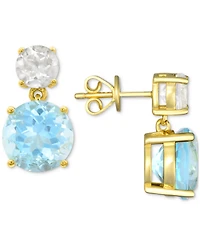 Rose de France 5-5/8 ct. t w. and Amethyst 1-1/3 t.w.Drop Earrings 14K Gold-Plated Sterling Silver