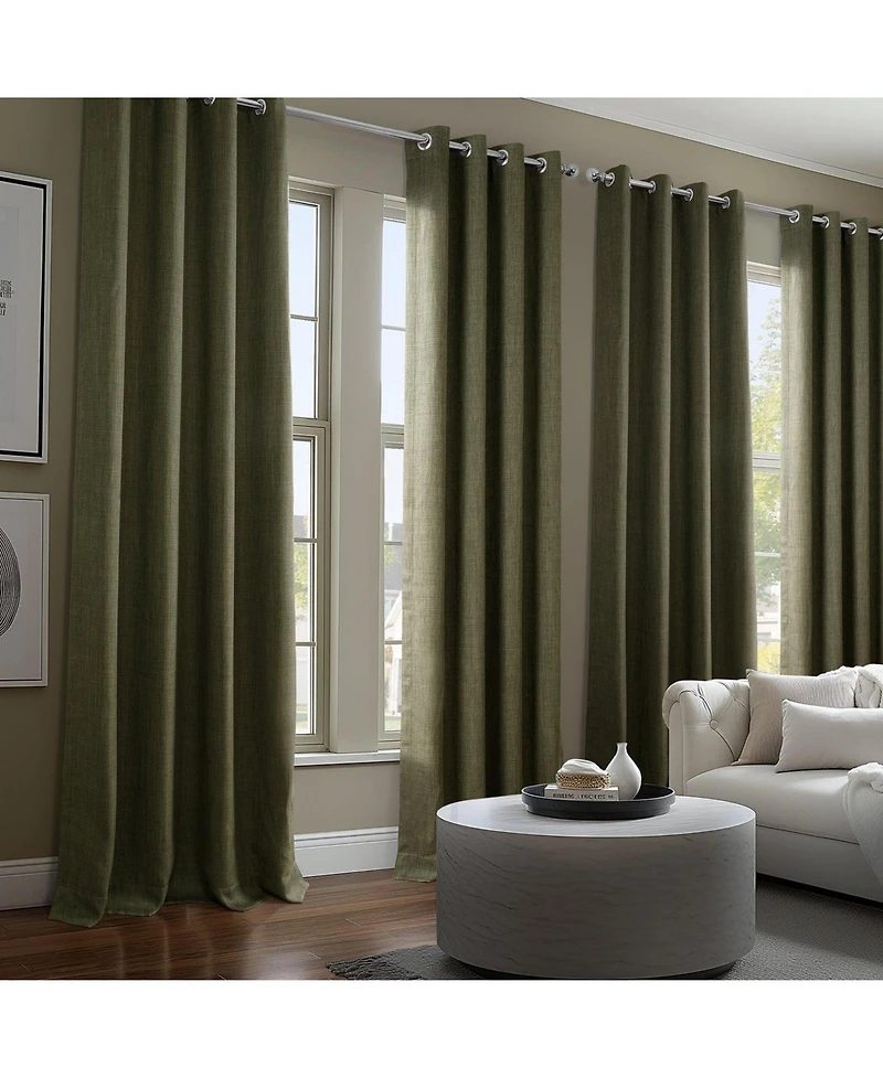 Half Price Drapes Grommet Textured Faux Linen Room Darkening Curtain