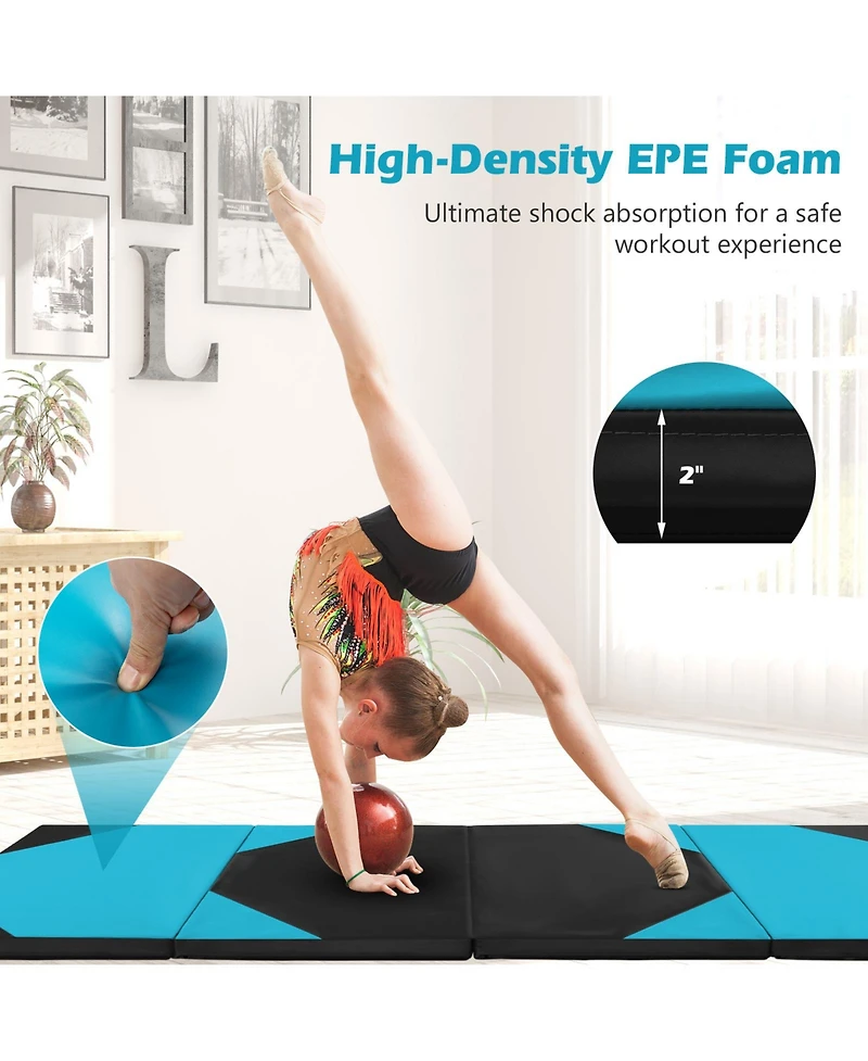 Akiudex 10FT Folding Gymnastics Mat with 2inch Foam and Pu Cover for Home and Studio